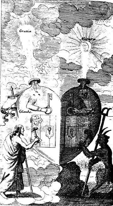 Sixth of the mystical heart diagrams of Paul Kaym, in The Helleleuchtender Hertzens-Spiegel, Amsterdam and Gdansk, Heinr